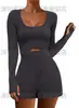 Verano 2023 nuevo europeo y americano comercio exterior sexy manga larga sin espalda mono deportivo exterior traje de yoga
