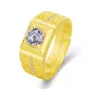 Anillo abierto de circón dominante para hombres europeos y americanos, la versión coreana más vendida del anillo con textura de la Gran Muralla, anillo de diamantes de alto carbono para parejas