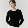Estilo minimalista~Suéter cardigã de gola redonda 100% caxemira pura feminino solto malha simples cor sólida peça externa top