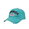 Gorra de béisbol bordada transfronteriza distressed Gorra de béisbol bordada AMERICA Gorra de visera de pato retro con bandera americana al por mayor