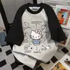 Camiseta de Manga Corta con Diseño de Puntadas de Color Contrastante Estilo Verano 2025 Estampado de Gatito de Dibujos Animados Top Holgado para Hombre y Mujer