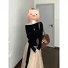 ¡Llegó! Nuevo top de estilo otoñal con un toque francés, que presenta un diseño de cintura anudada que acentúa la figura y te hace lucir más pálida.. Top de otoño para mujer