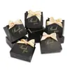 Item Popular Transfronteiriço: Caixa de Doces Lembrancinha de Casamento Fita Rosa Thankyou com Estampagem Dourada, Caixa de Doces de Agradecimento de Casamento