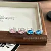 Pendientes Brillantes de Gato Kt con Lazo para Mujer, Dulces, Únicos, Delicados, Elegantes, Compactos, Sencillos, Versátiles para el Uso Diario