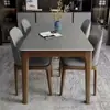 Juego de mesa y sillas de comedor de mármol estilo italiano, mesa de comedor moderna para uso doméstico, madera maciza, apto para apartamentos pequeños, diseño de lujo ligero, mesa de comedor rectangular estilo occidental