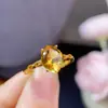 Anel de Citrino Natural Banhado a Ouro 18k Prata de Lei S925 Simples Fashion Anel Vivo Anel Feminino uma geração de 8x10m