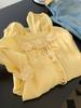 Camisa con Lazo Amarillo Dopamina para Mujer Top Diseño de Gente Pequeña Nicho Único Súper Hermoso Hermosa Camisa Pequeña