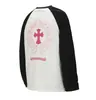 Versión Correcta de 25S Marca de Moda Corazón Cromado Algodón Puro de Doble Hilo de Alta Calidad Camiseta de Manga Larga Estampada para Hombre y Mujer