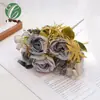 Ramo de Flores Artificiales de Rosa Vintage Estilo Francés para Decoración de Sala de Estar y Comedor, Flores Falsas de Lujo, Accesorios para Fotos, Arreglos Florales de Boda