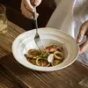 Tigela de Cerâmica Estilo Chapéu de Palha Retrô para Uso Doméstico, Louça Estilo Japonês, Tigela Rústica de Cerâmica para Macarrão, Tigela de Sopa, Tigela de Prato de Alta Qualidade, Tigela de Salada