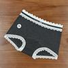 5310 # Cueca Boxer Colorida de Algodão Classe A com Renda Vintage, Cintura Média, Tamanho Plus, Ajustada ao Corpo