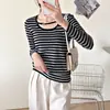 Loja Principal Shanghai Dan Nong/Camiseta Básica Listrada de Ombro a Ombro, Emagrecedora, Roupa Íntima Casual, Top Versátil