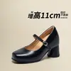 Sapatos Elegantes Estilo Novo Primavera e Verão com Aumento Oculto de Altura de 11cm, Deslumbrantes Sapatos de Salto Alto Mary Jane 2026 para Mulheres Baixas
