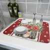 Alfombrilla de Encimera de Barro de Diatomeas con Diseño de Flores de Invierno Transfronteriza, Alfombrilla Escurridora para Vajilla, Superficie de Cocina Doméstica Absorbente, Secado Rápido, Posavasos, Sin Lavado