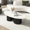 Mesa de centro oval de luxo leve com laje de pedra, simples, moderna, pequena, apartamento, sala de estar criativa, casa, mesa lateral de vidro temperado