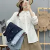 Nueva Camisa Bordada de Gasa de Doble Capa Artística y Fresca para Primavera y Otoño para Mujer, Blusa Versátil de Manga Larga de Corte Holgado al por Mayor