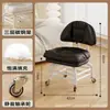 Banqueta Giratória com Altura Ajustável e Rodas Silenciosas, Cadeira com Encosto, Banqueta Baixa, Banqueta Amiga de Crianças, Banqueta para Trocar Sapatos, Design Moderno Simples