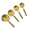 Copo medidor colher medidora de aço inoxidável conjunto de 8 peças utensílios de panificação com escala colher medidora cabo de nogueira colher medidora ouro rosa