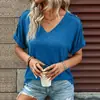 Amazon 2026 Verano Moda Femenina Europea y Americana Transfronteriza Nuevo Top Camiseta de Manga Corta con Cuello en V Primavera-Verano