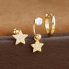 Pendientes de circonita estilo Ins con colgante de cruz y estrella de amor, diseño de hueso de oreja, con uña, pieza plana, conjunto de 3 piezas para mujer