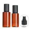 Botella con bomba de presión de cobertura total negra/blanca 150 ml botella de spray pet ámbar Pure Dew 100 ml botella de loción de plástico transparente