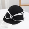 Moda Otoño e Invierno 2024 Gorra de Lana con Lazo Sombrero de Fieltro de Lana tipo Boina para Mujer Lazo Delantero