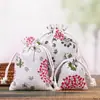 Bolsa de Tela Azul y Flores Estilo Chino Bolsa de Tela Floral Pastoral Bolsita Vacía Bolsa de Atar Bolsa para Empaquetar Semillas Bolsa de Tela para Guardar Joyas