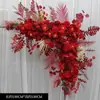 Fila Triangular de Flores para Boda Bosque de Flores Camino de Boda Arco de Bola de Flores Decoración con Postes de Madera Rincón de Flores Escenario de Flores Fondo Flor