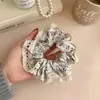 Anel de Cabelo Listrado de Cabeça de Bola Intestino Grosso Celebrante da Internet 2025 Novo Estilo Corda de Cabelo para Rabo de Cavalo Alto Acessório de Cabelo Feminino Corda de Cabelo