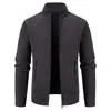 Comercio Exterior Transfronterizo Hombres Otoño/Invierno Nuevo Estilo Felpa Gruesa Cuello Alto Cremallera Suéter de Punto Cardigan Casual de Moda