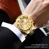 Atacado de relógios masculinos mais vendidos no exterior, relógio de pulso de quartzo com pulseira de aço, padrão digital de três olhos, moderno para negócios, entrega direta do fabricante para homens