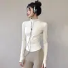 Chamarra moldeadora para correr al aire libre y yoga para mujer, chamarra corta con cierre y cuello alto, alta elasticidad, amigable con la piel, top ajustado para Pilates para mujer