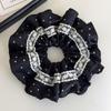 Anillo para el cabello de encaje satinado de lunares de onda blanco y negro estilo francés retro suave elegante grande de alta gama accesorios para el cabello para mujeres