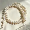 Colar de Pérolas de Água Doce 5-6mm Pérola Espiga de Trigo Alto Brilho Venda por Atacado Moda Novo Estilo Colar de Pérolas