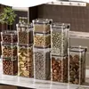 Frascos sellados para granos integrales almacenamiento de cocina grado alimenticio productos secos frascos de plástico transparente cajas frascos para almacenamiento de té y refrigerios