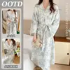Nueva bata kimono floral estilo vintage para mujer, larga y holgada, de manga larga, adecuada para primavera y otoño, bata de casa y camisón para mujer