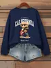 Sudadera con Estampado de Letras de Oso Guitarra Ídolo de Cuervo para Mujer, Jersey Holgado, Ropa Casual de Otoño, Cuello Redondo