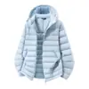 Chaqueta de plumón ligera con capucha invierno nueva 90% plumón de pato protección contra el frío chaqueta cálida chaleco acanalado para exteriores múltiples colores múltiples tamaños