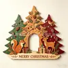 Letrero de madera de árbol de Navidad de una pieza colgante, Colgador de puerta de decoración navideña, Adorno de madera festivo impreso en UV, Transfronterizo