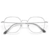 Armazón de Gafas Poligonal para Rostros Cuadrados y Redondos, Rostro Pequeño 5304 Gafas Lisas para Mujer, Tendencia de Armazón de Gafas Retro de Metal de Gama Alta