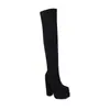 Sapatos de salto alto sapatos botas sapatos de mesa d'água outono e inverno 2022 botas over the knee sem calças comércio exterior botas de cavaleiro tubo de aço dança grossa novo feminino