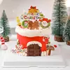 Decoração de Bolo de Natal Feliz 2025 Papai Noel Sino Boneco de Neve Homem de Gengibre Decoração para Assar Plug-In