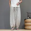 Pantalones anchos fluidos de nuevo estilo chino, pantalones tipo harén finos de seda helada para hombre, holgados, casuales, relajados, de verano, con estampados de patrones chinos tradicionales