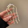 Grampo de Cabelo Simples em Forma de U com Pérola Sentido de Alta Qualidade Metal Pente de Quatro Dentes Novo Estilo Chinês Grampo Versátil Acessórios de Cabelo Cabelo Grampo de Cabelo