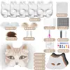 Kit de Máscara Facial de Gato DIY Transfronteiriço Inclui Máscara de Gato em Branco, Tecido de Pelúcia Sintética, Pincel, Folha de Malha Plástica