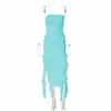 2025 Novo Estilo de Verão Moda Europeia e Americana Amazon Sexy Sexy Formato de Orelha Personalizado Vestido Assimétrico Envolto no Peito