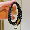 Prata 925 Design Alta Qualidade Cera de Abelha Natural Antiga Ágata Negra Vermelha do Sul Design Pulseira de Múltiplos Círculos Pulseira
