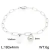 Pulsera Cuadrada de Moda con Letras Inglesas (26), Cadena Sencilla Tipo Clip Estilo Ins, Bola Redonda, Acero de Titanio Chapado en Oro de 18K
