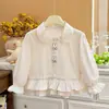 Nova Camisa de Algodão Estilo Coreano com Bolinhas e Coelhinho para Meninas, Blusa para Bebê Menina, Camisa Infantil, Roupa Infantil da Moda
