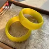 Pulsera Plana de Hielo Amarillo de Mongolia Exterior al por Mayor Pulsera de Jade Amarillo Hetian de Alta Imitación Boca Amarilla Regalo Promocional Suministro en Vivo
